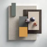 Moodboard de cuisine avec sélection de couleurs et matériaux, choix des matières pour un agencement intérieur design sur mesure, outil de projection et d’inspiration pour un projet harmonieux