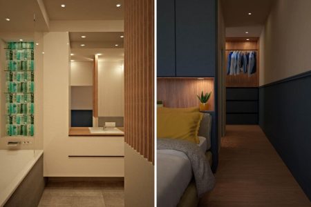 Aménagement de suite parentale avec dressing et salle d’eau à Bordeaux, agencement intérieur sur mesure alliant confort, élégance et optimisation des espaces